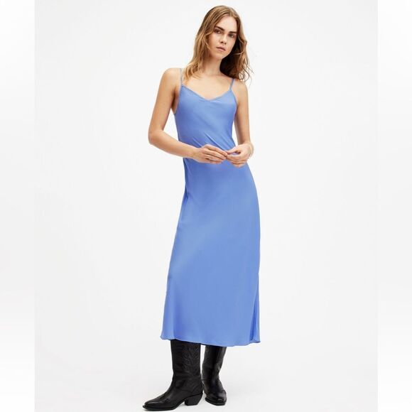 NWT ALLSAINTS Bryony V-Neck Midi Slip Dress Size 8 $169 - Picture 3 of 7
